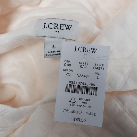 NEW J Crew Women's Quilted Hoodie Pullover Sweater Cream Size Large - Picture 8 of 13